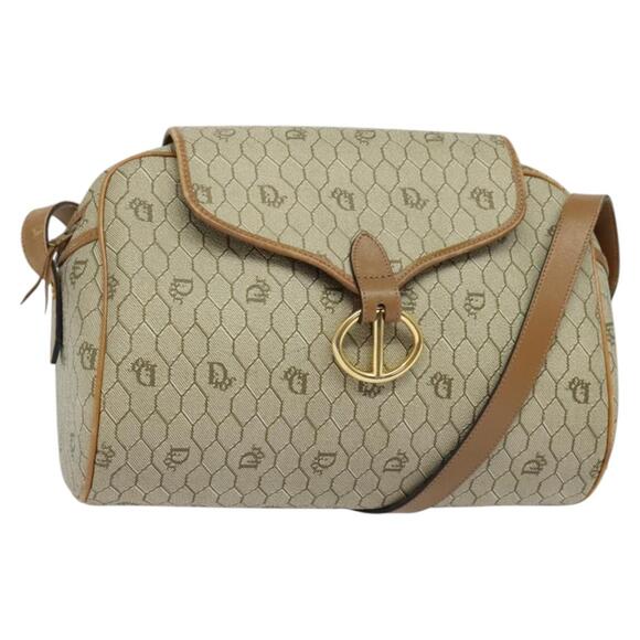 DIOR Honeycomb Canvas Shoulder Bag Pvc Beige Gold - Picture 1 of 12